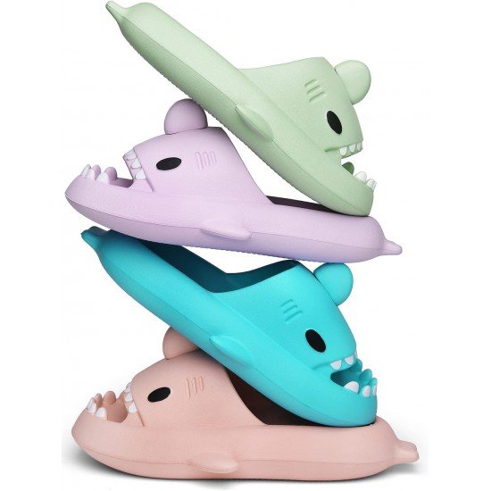 Men's and Women's Shark Slides Cloud Slippers Summer Novelty Open Toe Slide Sandals Anti-Slip Beach Pool Shower Shoes with Cushioned Thick Sole