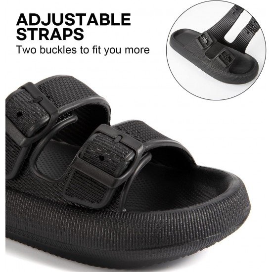 Factory Supply Ultralight EVA Women Men Double Buckle Adjustable EVA Slide Slippers Cloud Pillow Sandals