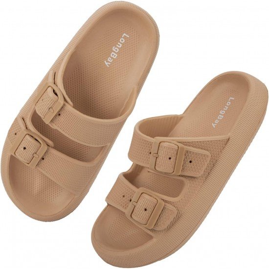 Factory Supply Ultralight EVA Women Men Double Buckle Adjustable EVA Slide Slippers Cloud Pillow Sandals