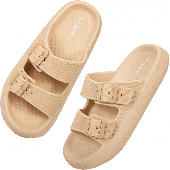 Factory Supply Ultralight EVA Women Men Double Buckle Adjustable EVA Slide Slippers Cloud Pillow Sandals