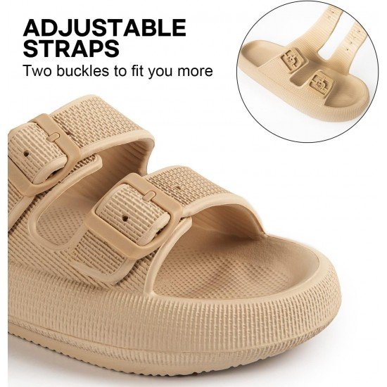 Factory Supply Ultralight EVA Women Men Double Buckle Adjustable EVA Slide Slippers Cloud Pillow Sandals