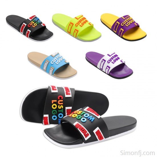  Light Weight  Pu Custom 3D Logo Slides Sandals Low Moq Pillow Design Slippers Fashion  Pillow Custom  Slides With Logo