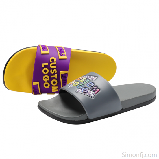  Light Weight  Pu Custom 3D Logo Slides Sandals Low Moq Pillow Design Slippers Fashion  Pillow Custom  Slides With Logo