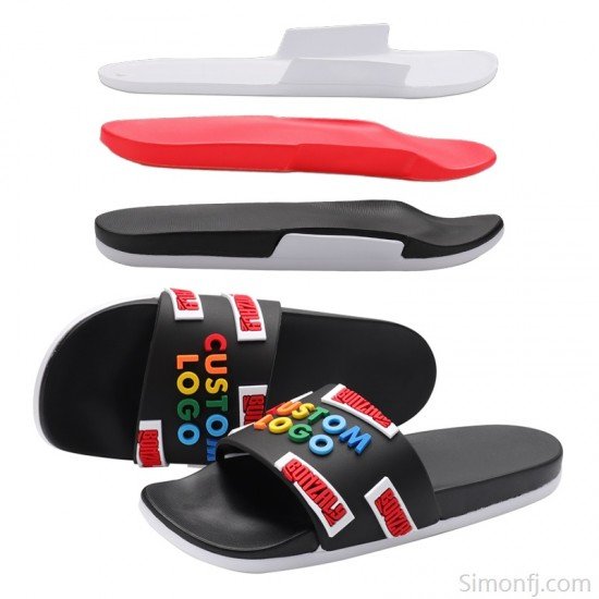 New Style Pillow Slides Custom Logo Oem Soft Unisex Embossed Slides Home Rubber  Customized Slides With Logo