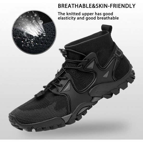 Mens Hiking Shoes Trail Running Shoes Stylish Slip Resistant Fitness Walking Jogging Sock Sneakers